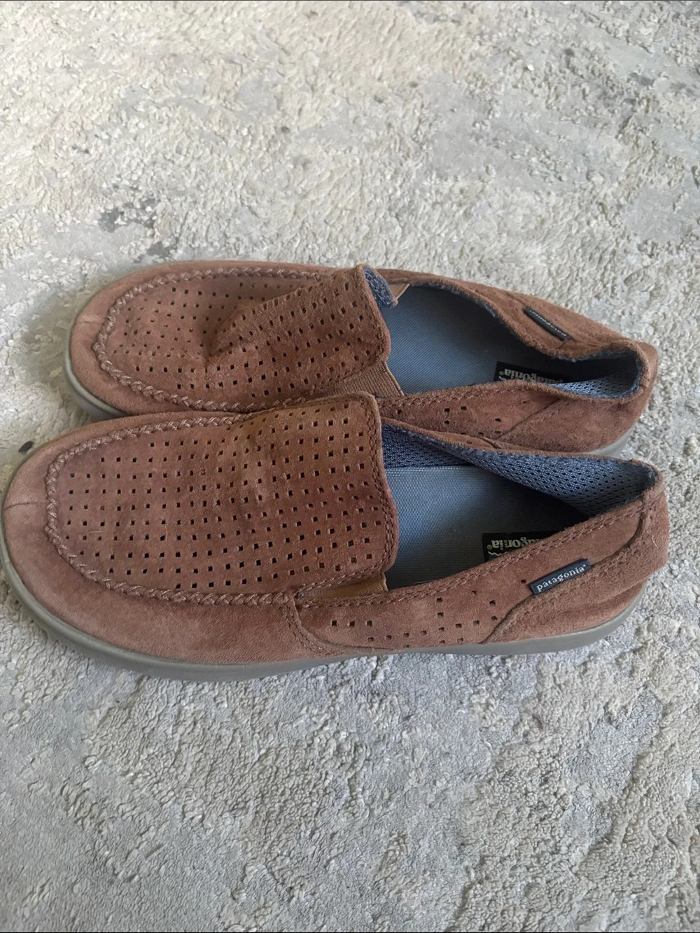 Patagonia Men’s Tan Perforated Suede Slip-On Loafers